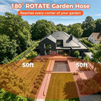 Retractable Garden Hose Reel 1/2" x 50 ft 9 Pattern Nozzle Any Length Lock Wall-Mounted Automatic Slow Return 180° Swivel UV Resistant Heavy Duty Hose Reels for Outside - Image 6