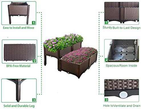 Raised Garden Bed Kit with Self Watering for Outdoor Plants - Image 3