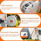 Retractable Garden Hose Reel, Wall Mounted Hose Reel Heavy Duty Garden Hose Reel for Outside, with 8 Patterns Nozzle, 10 Patterns Watering Wand, 180°Swivel Bracket, Any Length Lock - Image 5