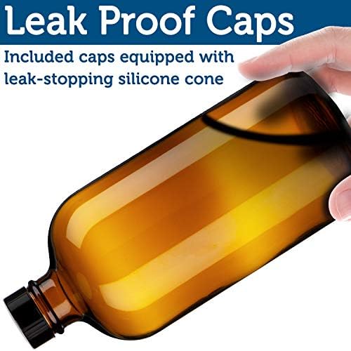 Sally's Organics Empty Amber Glass Spray Bottle - Large 16 oz Refillable Container for Essential Oils, Cleaning Products, or Aromatherapy - Black Trigger Sprayer w/Mist and Stream Settings - 6 Pack - Image 5