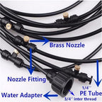 Outdoor Misters Cooling System with Transparent Hose, Brass Fog Nozzles - Image 4