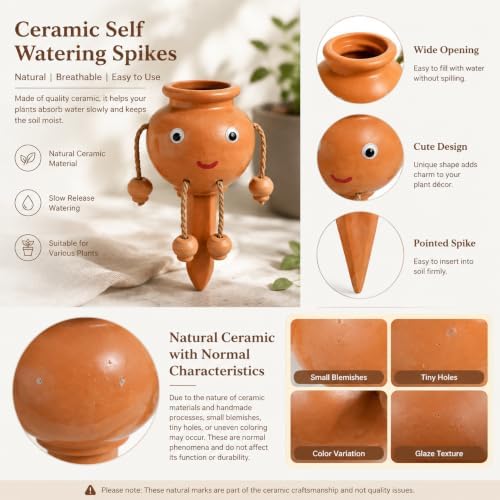 Terracotta Plant Watering Stakes, Automatic Self Watering Device for Potted Plants, Ceramic Plant Irrigation Spikes, Slow Release Watering System for Indoor Outdoor Garden - Image 6