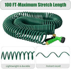 100FT Kink-Free EVA Coil Garden Hose, 3/4'' Brass Connector Expandable Self Coiling Water Hose with 7 Patterns Spray Nozzle for Lawn, Greenhouse, Patio, Boat, Car Wash - Image 4