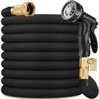 Flexible Garden Hose 50 FT, Ultra Lightweight Water Hoses 50FT w/10 Function Sprayer and 3/4" Brass Fittings, Kink-Free, Sturdy, Abrasion Resistant for Yard, Lawn, Outdoor and Gardening(Black) by Unknown