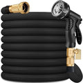 Flexible Garden Hose 75 FT, Ultra Lightweight Water Hoses 75FT w/10 Function Sprayer and 3/4" Brass Fittings, Kink-Free, Sturdy, Abrasion Resistant for Yard, Lawn, Outdoor and Gardening(Black) by Unknown
