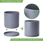 D'vine Dev Plastic Planter Pot with Saucer, 10 in, Speckled Grey, 74-X-G-2 - Image 4