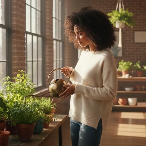 Brass Watering Can Classic Garden Tool for Indoor Outdoor Plants Elegant Durable Controlled Pour Home Gardening - Image 2