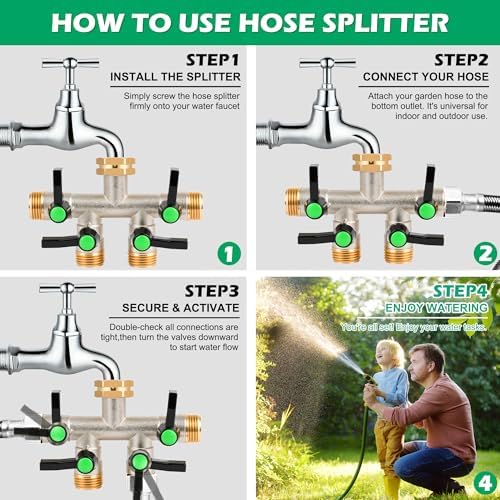 Love Is War 4 Way Hose Splitter Garden Outdoor Water Spigot Splitter - Image 4