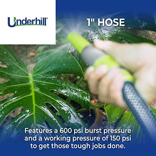 Underhill UltraMax Commercial Garden Water Hose, Heavy-Duty, Anti-Kink, Industrial, Non-Conductive, 600 psi, H10-125C, 1 Inch x 125 ft, Clear - Image 4
