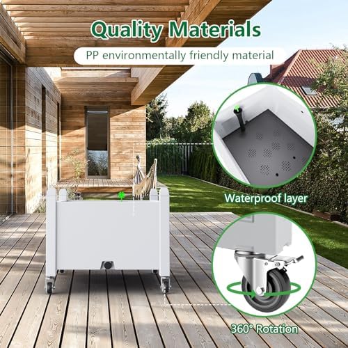 Vixzen Raised Garden Bed with Wheels Outdoor,Resin Weatherproof Planter Box with Drain Hole and Water Level Detector,for Planting Plants Vegetables(Ashen 30.04"×17.72"×17.56" - Image 5