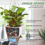 Vanslogreen Hanging Planters for Indoor Outdoor Plants, 12 Inch Self Watering Hanging Pot with Drainage Holes & Removable Tray, Macrame Plant Hanger for Boho Home Decor (Ivory+White)(Ivory+White) - Image 2