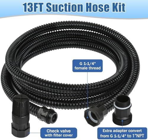 1HP 900 GPH Portable Garden Transfer Pump with 13 ft Suction Hose Kit - Image 4