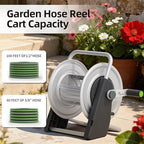 Metal Garden Hose Reel Cart,Hose Holder Up to 50-80 Feet of 5/8" Hose,Wall Mounted Water Hose Reel,Portable Hose Reels for Outside Car Washing, Watering - Image 4