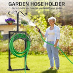 Garden Hose Reel Rack Freestanding Water Hose Hanger Storage with Basket for Patios Gardening Watering Equipment Detachable Stand - Image 5