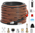 50FT Sewer Jetter Kit for Pressure Washer, 1/4" NPT Corner Drain Cleaner Hose 5800 PSI with Sewer Jetting Nozzles, Pearl Corsage Pin, Waterproof Tape, Extension Cord Organizer&2 Spanner by Unknown