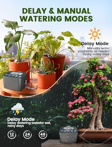 Automatic Watering System for Potted Plants, Drip Irrigation Kit System, Plant Self Watering Devices for Office Patio Greenhouse GrowTent, with Programmable Water Timer（Black - Image 2