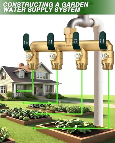 4 Way Hose Splitter, Heavy Duty Full Flow Garden Hose Splitter with 4 Large Metal Handles, Brass Water Hose Bib Splitter, T Adapter Connector with 3/4 - Inch GHT Thread (Green) - Image 7