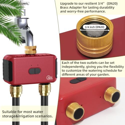 GIEX WiFi 2-Zone Sprinkler Timer GX-03, Smart Garden Irrigation Controller for Hose Faucet, Works with Tuya and Smart Life App, Automatic Watering System - Image 3