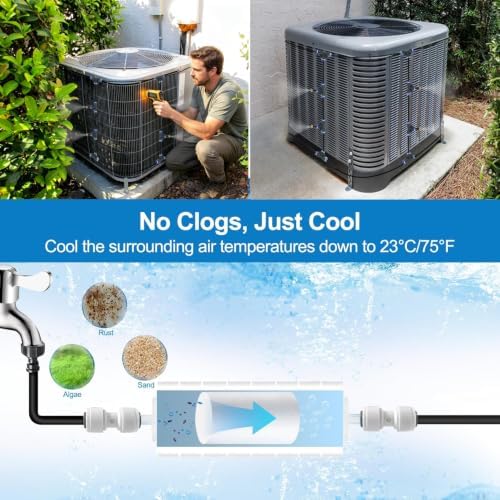 Misters for Outside Patio, Outdoor Misting Cooling System w Filter,75FT|23M - Image 2