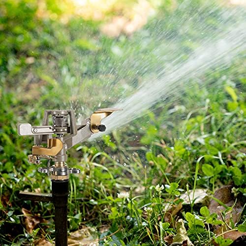 Impact Sprinkler Head Brass Pulsating Sprinkler Lawns Garden Adjustable 360 Degrees Watering Heavy Duty Sprinkler Head with Nozzles for Yard and Grass Irrigation (9 Pieces) - Image 6