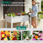 YITAHOME 43.3x17.7x34 in Elevated Garden Bed, Outdoor Plastic Planter Box with Wheels, Legs, Drain Plug, and Storage Shelf for Plants, Vegetables, Flowers, Herbs, Grayish-White - Image 6