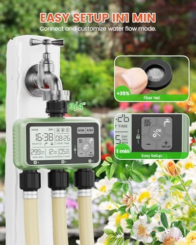 3 Zone Sprinkler Timer, Programmable Water Timer for Garden Hose - Image 6