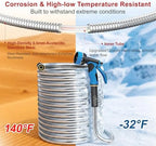 Lefree 100ft 50ft Metal Garden Hose - Heavy Duty 304 Stainless Steel Flexible Water Hose, No Kinks & Leak-Proof with Upgraded Handle, 10-Function Spray Nozzle & 4 Spare Gaskets for Yard, RV, Pet Bath - Image 5