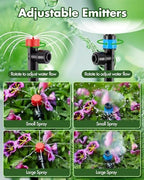 240FT Drip Irrigation System Kits - Automatic Garden Watering Sprinkler with 1/2 & 1/4 inch Tubing Hose Patio Misting Plant Irrigation Water Equipment Quick Connector for Greenhouse Flower Beds Lawn - Image 2