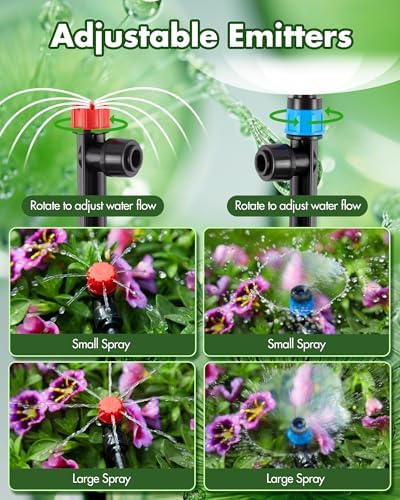 240FT Drip Irrigation System Kits - Automatic Garden Watering Sprinkler with 1/2 & 1/4 inch Tubing Hose Patio Misting Plant Irrigation Water Equipment Quick Connector for Greenhouse Flower Beds Lawn - Image 2