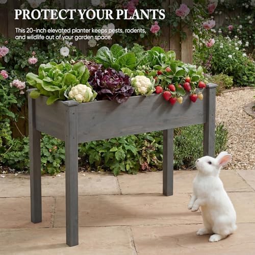 DUMOS 34x18x30 Inch Raised Garden Bed, Elevated Wood Planter Box with Legs - Image 6