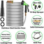 Metal Garden Hose 25ft Heavy Duty Stainless Steel Water Hose with 2 Nozzles for Yard, Outdoor - Flexible, Never Kink & Tangle, Puncture Resistant - Image 2