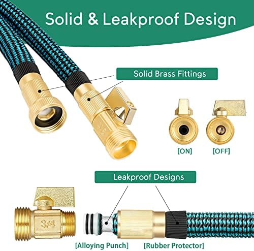 Expandable Garden Hose 75 ft, 2026 Upgraded Flexible Water Hose 75ft with 10 Function Spray Nozzle, 3/4" Leakpoof Solid Brass Fittings, Expanding Double Latex Core, Lightweight, No Kink, No Tangle - Image 4