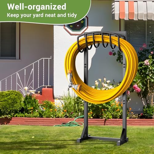 Pattiumo Garden Hose Holder Stand, Heavy Duty Freestanding Metal Hose Holder with 4 Spikes, Hose Reel Alternative Holds up to 150 ft for Yard Lawn Garden Patio - Image 3