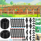 250FT Drip Irrigation System for Garden - 50FT 1/2" Main Tube & 200FT 1/4" Branch Tubing, Brass Splitter, Quick Connect Design, Perfect for Outdoor Plants, Raised Beds, Greenhouses by Unknown