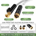 Metal Garden Hose 100 ft Stainless Steel Water Hose Heavy Duty Flexible Lightweight Durable Long No Kink Hoses Pipe with 10 Function Nozzle Strong 3/4’’ Solid Brass Fitting for Outdoor Yard - Image 2