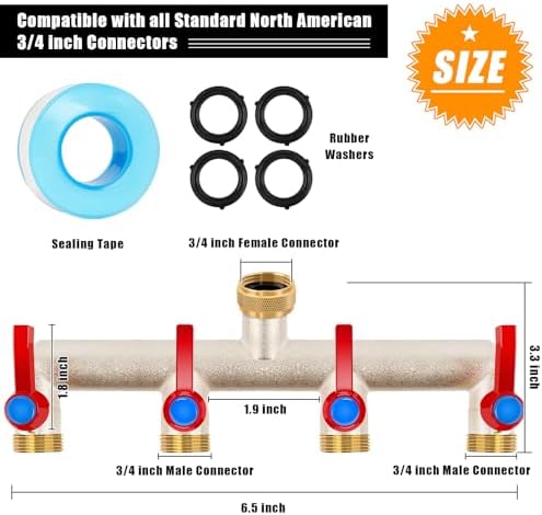 Upgraded Brass Garden Hose Splitter 4 Way Heavy Duty with Extension Handle - Image 2