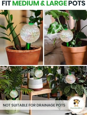 16 Oz 2 pcs Plant Watering Globes for Indoor Plants with Metal Self Watering Planter Insert - Premium XL Glass Hand-blown Globes - Automatic Plant Waterer Indoor, Gift For Gardeners [Mosaic & Crystal] - Image 5
