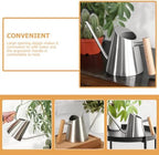 Long Spout Watering Can for Indoor Plants and Bonsai Gardening, 900ml Stainless Steel Pot with Wooden Handle, Seedling Watering Can for Home Balcony Plant Care - Image 3