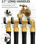 4-Way Garden Hose Splitter, Heavy-Duty Brass, 3/4" GHT, Black - Image 6
