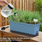 Window Box Planter 4 Packs, 17 Inches Rectangle Flower Pots with Drainage Holes & Trays, Pots for Vegetables, Herbs, Flowers, Garden Windowsill Balcony (Blue, 17 * 5.1 * 6 inch) - Image 6
