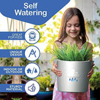 King's Gardening Clever Pot - Self Watering Pot for Indoor Outdoor Use, Animated Cloud Water Level Indicator, UV Resistant Planter, Ideal for Flowers, African Violets, and More 8" (Pearl Cloud) - Image 2