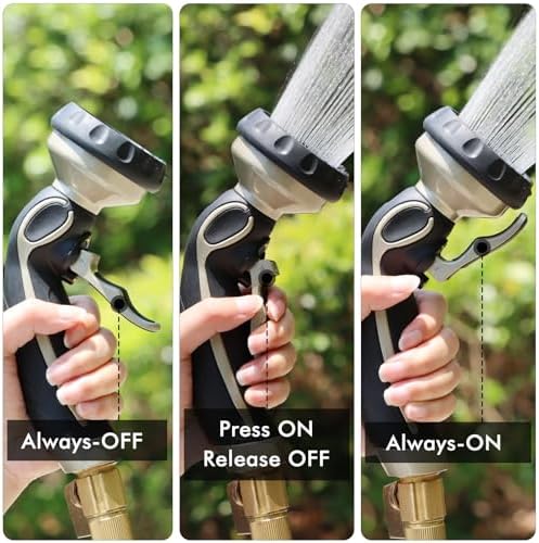 RESTMO Hose Nozzle with Easy Self-Lock Trigger, Heavy Duty Metal Water Hose Sprayer with 9 Spray Patterns and On/Off Valve, High Pressure | Thumb Flow Control, Ideal for Outdoor Lawn & Plant Watering, - Image 6