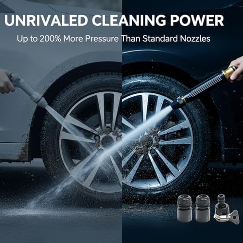 【Starter Pick】 high Pressure Hose Nozzle Heavy Duty, Brass Garden Hose Nozzle Direct Jet Stream, Water Hose Nozzle for Car Washing, Patio Cleaning, Watering – 3/4" Standard Fit Bulk Pack - Image 6