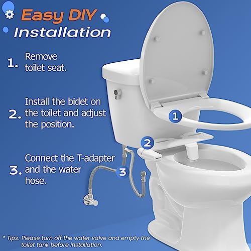 SAMODRA Ultra-Slim Hygienic Bidets Attachment for Existing Toilets - Adjustable Fresh Water Pressure Dual Nozzle (Frontal & Rear Wash) Easy to Install, Rose Gold - Image 4