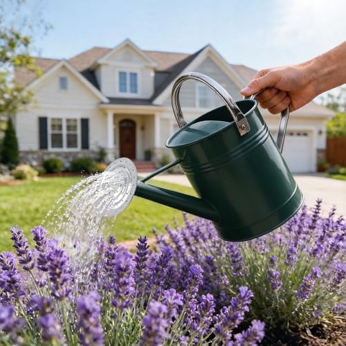 Metal Watering Can for Outdoor Plants, 1.7 Gallon Dark Green Garden Watering Can for Flower, Houseplants, Galvanized Finish - Image 7