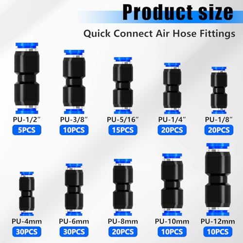mxuteuk 170PCS Quick Connect Air Hose Fittings,Straight Union fittings - Image 3