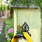 Decorative Garden Hose Holder,Hose Hanger,Heavy Duty Cast Iron Garden Yard Water Pipe Holds,Wall Mounted Hose Butler,Hose Rack Reel,50FT 75FT 100FT Water Hose Bulter Storage (Butterflies) - Image 5