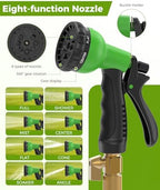 50ft Garden Hose，Non-Expandable Water Hose with 8 Function Spray Nozzle, Burst-Resistant，Kink-Free，Lightweight，Durable & Flexible 3/4" Garden Hose for Gardening, Yard，Lawn, Car Washing - Image 2