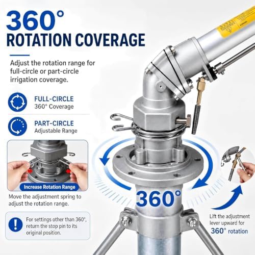 Heavy-Duty All-Metal Rain Gun Sprinkler with Six Interchangeable Nozzles Model 50 - Image 5