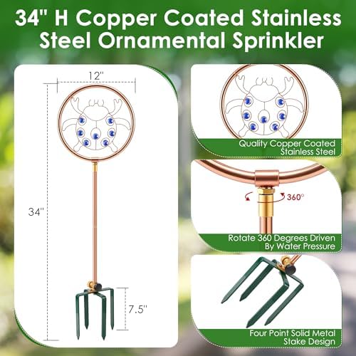 34" Ornamental Sprinkler, 360° Rotating, Ladybug - Image 2